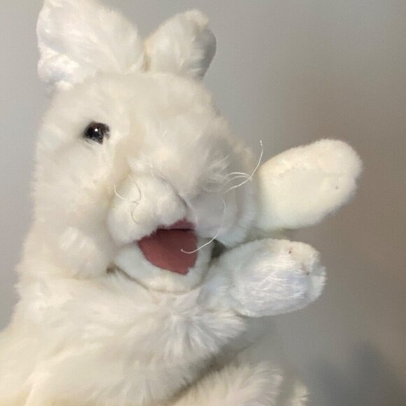 Folkmanis Plush Hand Puppet Standing White Rabbit Stuffed Animal Toy 12" Tall - Picture 1 of 12